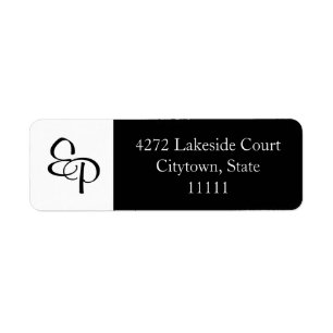 Black and White Couple Monogram Label