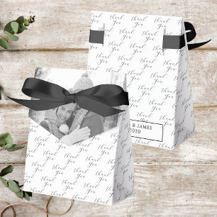 Black And White Couple Photo Thank You Wedding Favor Box