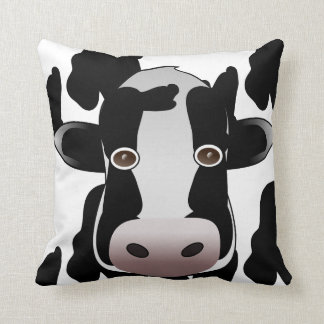Black and White Cow Animal Print Throw Pillow