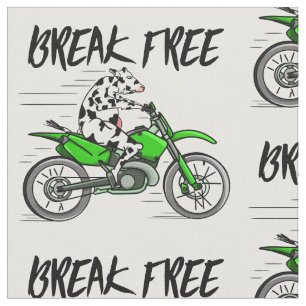 Black and white cow breaking free fabric