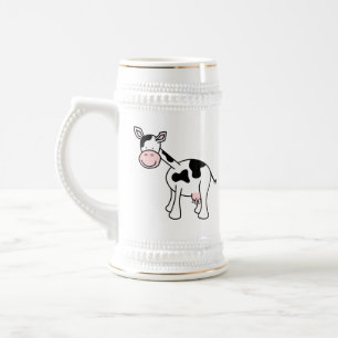 Black and White Cow Cartoon. Beer Stein