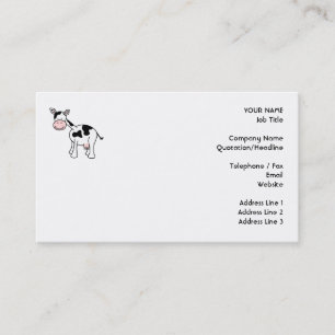 Black and White Cow Cartoon. Business Card