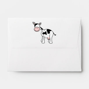 Black and White Cow Cartoon. Envelope