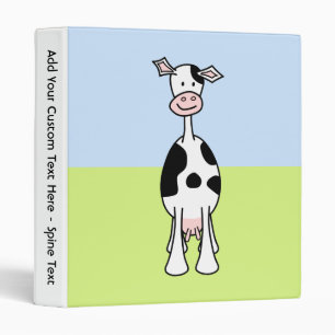 Black and White Cow Cartoon. Front. Binder