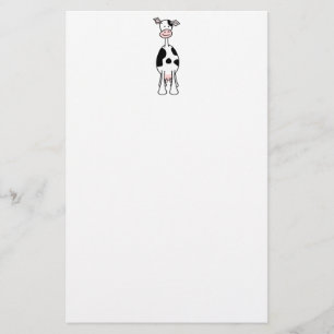 Black and White Cow Cartoon. Front. Stationery