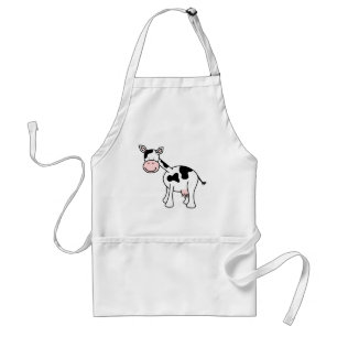 Black and White Cow Cartoon. Standard Apron