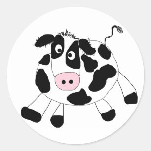 Black and White Cow Classic Round Sticker