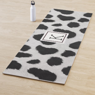 Black and white cow faux fur pattern yoga mat