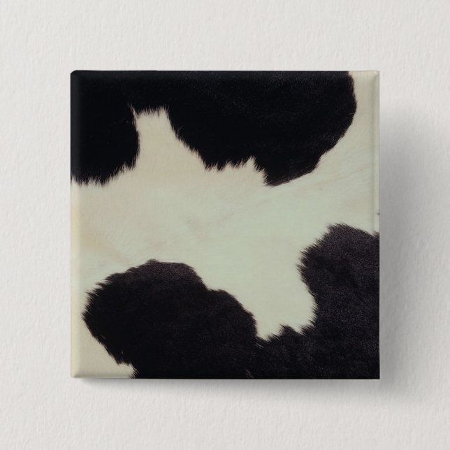 Black and White Cow Hide 2 Inch Square Button (Front)