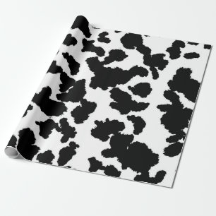 Black And White Cow Hide Fur Pattern  Wrapping Paper