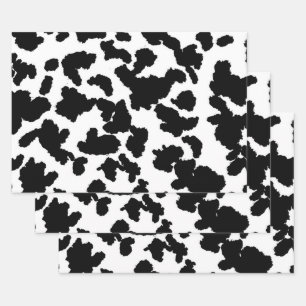 Black And White Cow Hide Fur Pattern  Wrapping Paper Sheet