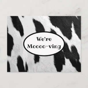 Black and White Cow Hide Look Moving Announcement