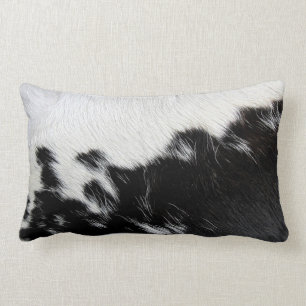 Black and White Cow Hide Lumbar Pillow