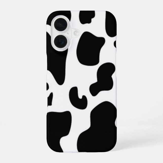 Black and White Cow iPhone 16 Case (Back)