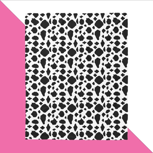 Black and White Cow Pattern Country Fleece Blanket (A blanket with a black and white cow pattern.)