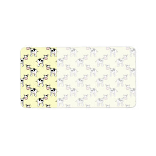 Black and White Cow Pattern on Light Yellow Label