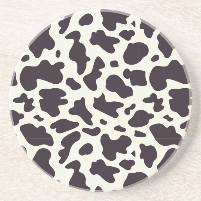 Black and White Cow Pattern Print Coaster (Front)
