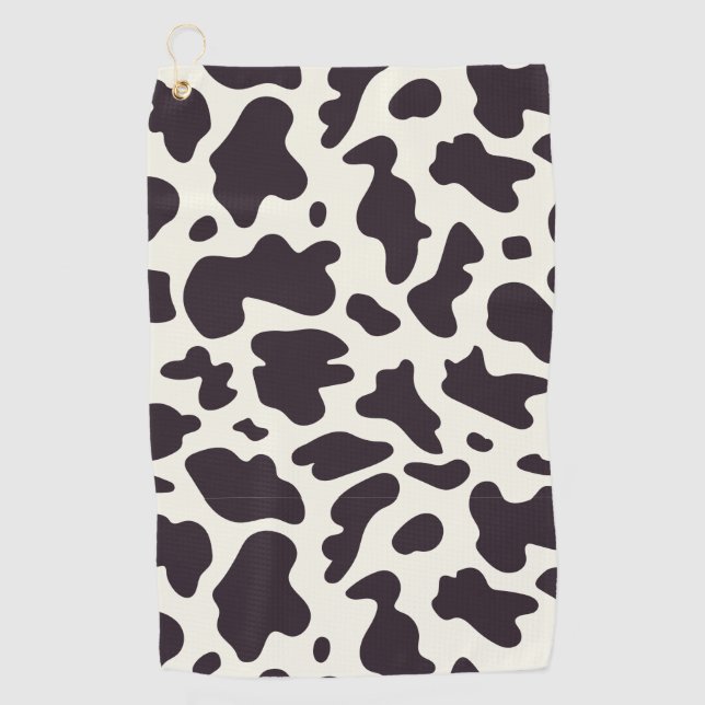 Black and White Cow Pattern Print Golf Towel (Front)