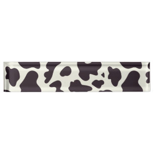 Black and White Cow Pattern Print Nameplate