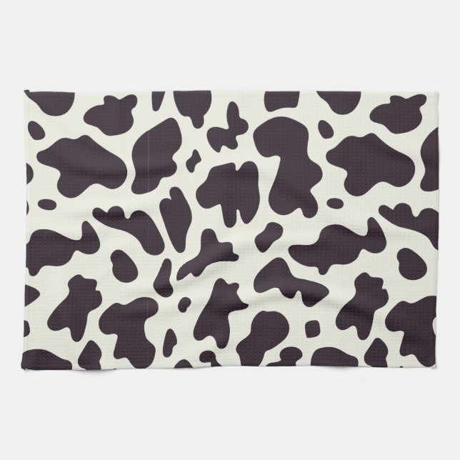 Black and White Cow Pattern Print Shower Curtain Kitchen Towel (Horizontal)