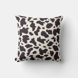 Black and White Cow Pattern Print Throw Pillow