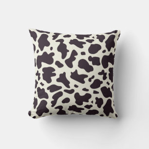 Black and White Cow Pattern Print Throw Pillow