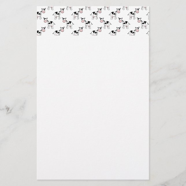 Black and White Cow Pattern. Stationery (Front)