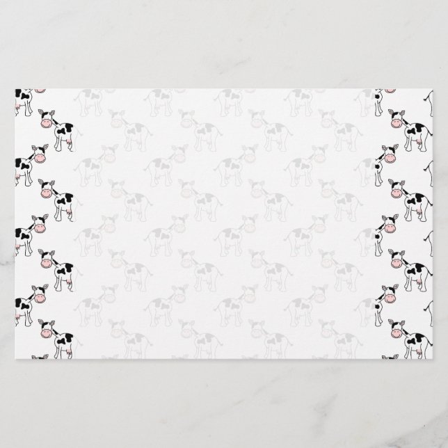 Black and White Cow Pattern. Stationery (Front)
