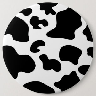 Black and White Cow print 6 Inch Round Button