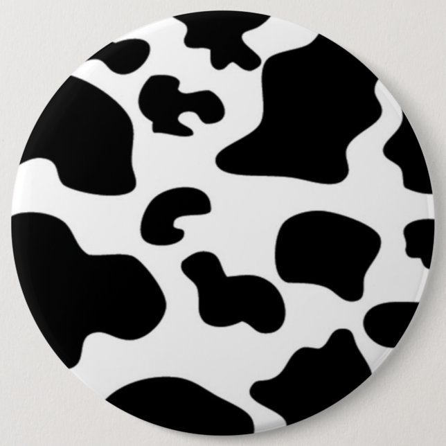 Black and White Cow print 6 Inch Round Button (Front)