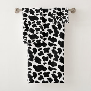 Black And White Cow Print Bath Towel Set