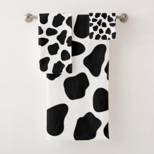 Black And White Cow Print Bath Towel Set