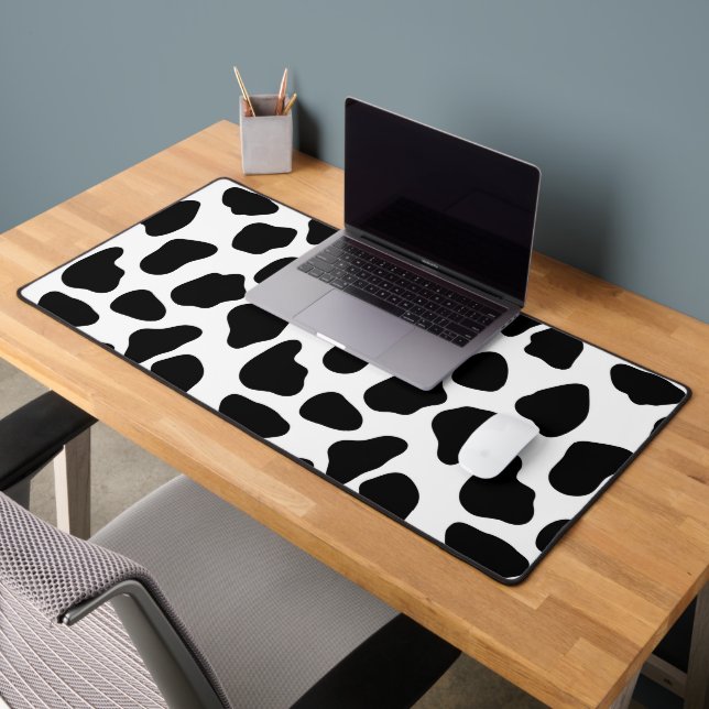 Black And White Cow Print Desk Mat (Office 2)