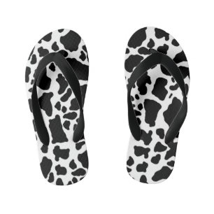 Black and White Cow Print Kid's Flip Flops