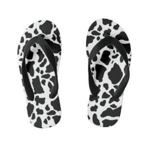 Black and White Cow Print Kid's Flip Flops