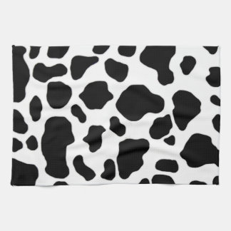 black and white cow print kitchen towel