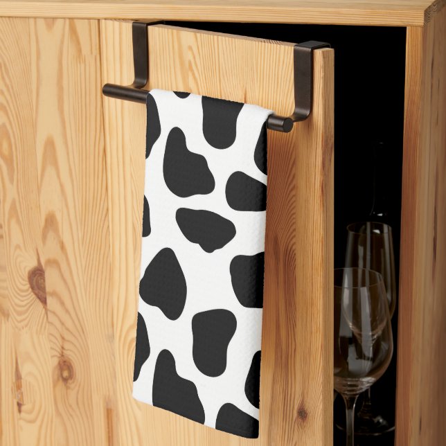 Black And White Cow Print Kitchen Towel (Thirds Fold)