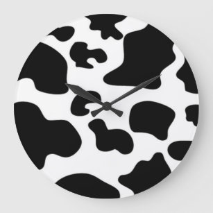Black and White Cow print Large Clock
