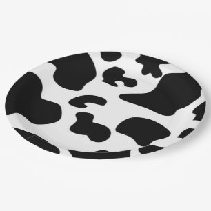 Black and White Cow print Paper Plate
