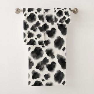 Black and White Cow Print Pattern Bath Towel Set