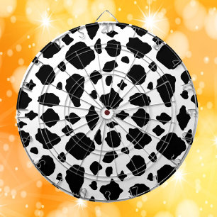 Black and White Cow Print Pattern Farmhouse Dartboard