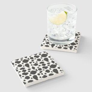 Black and White Cow Print Pattern Farmhouse Stone Coaster