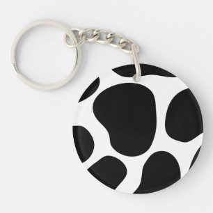 Black and White Cow Print Pattern. Keychain