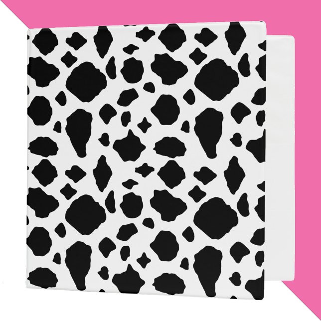 Black and White Cow Print Pattern Spots Binder (A binder with a black and white cow pattern.)