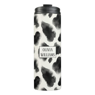 Black and White Cow Print Pattern Thermal Tumbler