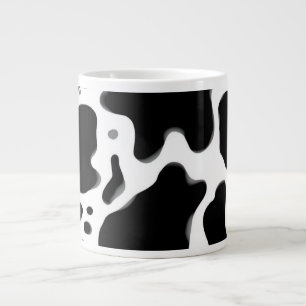 Black and White Cow Print Pattern   Trendy Animal  Large Coffee Mug