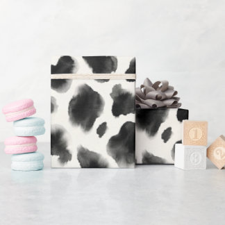 Black and White Cow Print Pattern Wrapping Paper