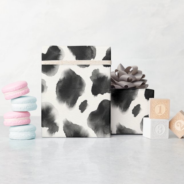 Black and White Cow Print Pattern Wrapping Paper (Baby Shower)