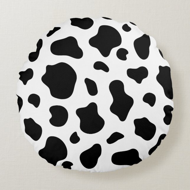 Black and White Cow Print Pillow Decorative  (Front)