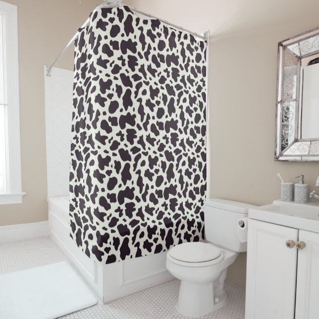 Black and White Cow Print Shower Curtain (In Situ)